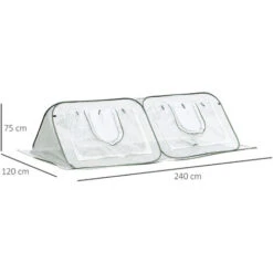 OUTSUNNY Mini Serre Pop-up De Jardin - Serre à Tomates - 4 Fenêtres + 4 Portes Zippées Enroulable - Dim. 2,4L X 1,2l X 0,75H M - Sac Transport Inclus - PE Blanc Vert -Outsunny Eda Magasin 28623820 3
