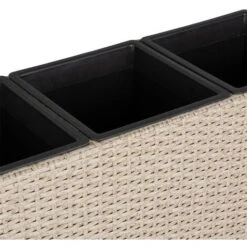 Bac à Fleur Avec 3 Pots En Polyrotin 77 Cm X 27 Cm X 60 Cm Beige -Outsunny Eda Magasin 29541830 4