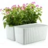 Bac À Fleurs Auto-Irrigation Blanc Plastique Rectangle Lot De 2, Pot Avec Réserve D'Eau Et Indicateur De Niveau D'Eau Pot Avec Système D'Arrosage Pour Planter Les Plantes Facilement -Outsunny Eda Magasin 30026230 1