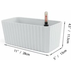 Bac À Fleurs Auto-Irrigation Blanc Plastique Rectangle Lot De 2, Pot Avec Réserve D'Eau Et Indicateur De Niveau D'Eau Pot Avec Système D'Arrosage Pour Planter Les Plantes Facilement -Outsunny Eda Magasin 30026230 5