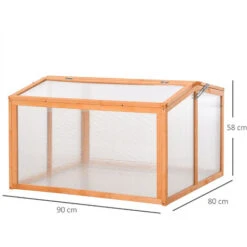 OUTSUNNY Mini Serre De Jardin Serre à Tomates Dim. 90L X 80l X 58H Cm Toits Ouvrables Panneaux De Polycarbonate Bois Sapin Pré-huilé -Outsunny Eda Magasin 30030770 3