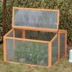 OUTSUNNY Mini Serre De Jardin Serre à Tomates Dim. 90L X 80l X 58H Cm Toits Ouvrables Panneaux De Polycarbonate Bois Sapin Pré-huilé -Outsunny Eda Magasin 30030770 4