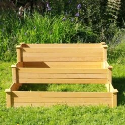 Carré Potager 3 Etages De Jardin - Bac Potager 123x123x55 CM En Bois Naturel - Carré Potager En Bois Avec Cadre En Bois De Pin / Planche En Bois De Sapin -Outsunny Eda Magasin 31827910 5