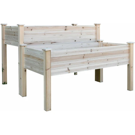 OUTSUNNY Jardinière Sur Pieds Carré Potager 2 étages Dim. 115L X 114l X 76H Cm Inserts D'irrigation Bois Sapin Naturel 3 OUTSUNNY Jardinière Sur Pieds Carré Potager 2 étages Dim. 115L X 114l X 76H Cm Inserts D'irrigation Bois Sapin Naturel