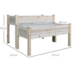 OUTSUNNY Jardinière Sur Pieds Carré Potager 2 étages Dim. 115L X 114l X 76H Cm Inserts D'irrigation Bois Sapin Naturel 9 OUTSUNNY Jardinière Sur Pieds Carré Potager 2 étages Dim. 115L X 114l X 76H Cm Inserts D'irrigation Bois Sapin Naturel -Outsunny Eda Magasin 32126910 3
