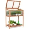 COSTWAY Mini Serre De Jardin Sur Pied En Bois Avec Couvercle Ouvrant Charnière Etagère à Lattes Grand Bac De Rangement 90x49x104,5cm -Outsunny Eda Magasin 33186258 1