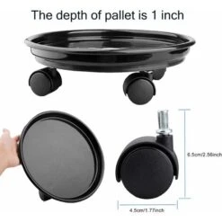 LITZEE Lot De 2 Plante Caddy,Pot De Fleurs Rond Support De Plante En Pot Sur Roues,Heavy Duty Rack Sur Roulettes Dolly Chariot Soucoupe Bac Palette Avec Roulettes Universelles Pour L'intérieur Ou Exté -Outsunny Eda Magasin 33252808 3