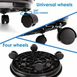 LITZEE Lot De 2 Plante Caddy,Pot De Fleurs Rond Support De Plante En Pot Sur Roues,Heavy Duty Rack Sur Roulettes Dolly Chariot Soucoupe Bac Palette Avec Roulettes Universelles Pour L'intérieur Ou Exté -Outsunny Eda Magasin 33252808 4