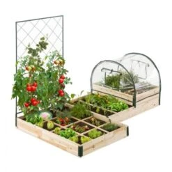 Kit Complet Carrés Potagers Modulables 3 Bacs + Treillis + Housse -Outsunny Eda Magasin 33442067 4