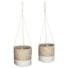 ATMOSPHERA Lot De 2 Cache-Pots à Suspendre Seagrass 15cm Blanc -Outsunny Eda Magasin 33656713 1