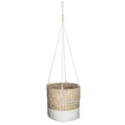 ATMOSPHERA Lot De 2 Cache-Pots à Suspendre Seagrass 15cm Blanc -Outsunny Eda Magasin 33656713 3