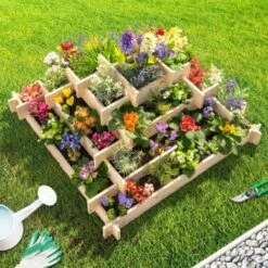 Carré Potager Pyramide KEO En Bois 4 étages Bac à Fleurs 100 CM -Outsunny Eda Magasin 34738989 4