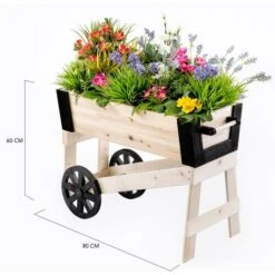 Carré Potager Brouette BILLY En Bois Finitions Noires Bac à Fleurs 80 CM -Outsunny Eda Magasin 34738990 3