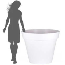 EDA Pot De Fleur Rond Toscane Ø 100 X H.79 Cm - Blanc -Outsunny Eda Magasin 3573328 3