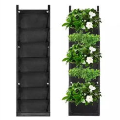 Sac Plantation Mural, 7 Poche Poche De Plantation Vertical Jardiniere Exterieur Suspendue Pour Balcon Jardin Cour Bureau Décoration De La Maison（noir）