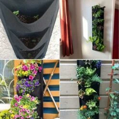 Sac Plantation Mural, 7 Poche Poche De Plantation Vertical Jardiniere Exterieur Suspendue Pour Balcon Jardin Cour Bureau Décoration De La Maison（noir） -Outsunny Eda Magasin 35893423 5