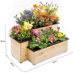 Carré Potager 3 Compartiments Jardinière Margelle -Outsunny Eda Magasin 36143592 3