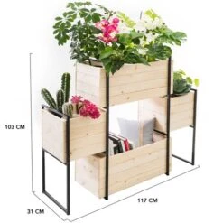 Potager SALLY 4 Bacs Bois Et Métal Jardinière Escalier -Outsunny Eda Magasin 36530986 4