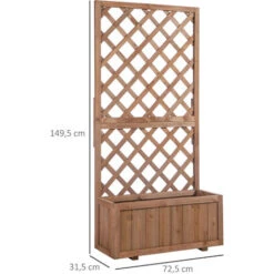 OUTSUNNY Jardinière Avec Treillis - Bac à Fleurs - Jardinière Sur Pied - Dim. 72,5L X 31,5l X 149,5H Cm Inserts D'irrigation Inclus Bois Sapin Pré-huilé -Outsunny Eda Magasin 37948937 3