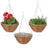 Relaxdays Suspension Pour Plantes, Lot De 3, Panier Tressé En Rotin, Fait Main, Pot De Fleur HxD 16 X 31 Cm, Vert-brun -Outsunny Eda Magasin 39578997 1