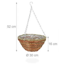 Relaxdays Suspension Pour Plantes, Lot De 3, Panier Tressé En Rotin, Fait Main, Pot De Fleur HxD 16 X 31 Cm, Vert-brun 10 Relaxdays Suspension Pour Plantes, Lot De 3, Panier Tressé En Rotin, Fait Main, Pot De Fleur HxD 16 X 31 Cm, Vert-brun -Outsunny Eda Magasin 39578997 4