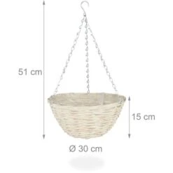 Relaxdays Suspension Pour Plantes, Lot De 3, Panier Tressé En Rotin, Fait Main, Pot De Fleur HxD 15 X 30 Cm, Nature 10 Relaxdays Suspension Pour Plantes, Lot De 3, Panier Tressé En Rotin, Fait Main, Pot De Fleur HxD 15 X 30 Cm, Nature -Outsunny Eda Magasin 39579000 4