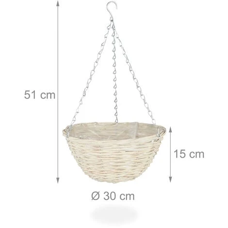 Relaxdays Suspension Pour Plantes, Lot De 3, Panier Tressé En Rotin, Fait Main, Pot De Fleur HxD 15 X 30 Cm, Nature 6 Relaxdays Suspension Pour Plantes, Lot De 3, Panier Tressé En Rotin, Fait Main, Pot De Fleur HxD 15 X 30 Cm, Nature – Image 4