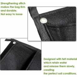 Sacs De Culture à Suspendre, Lot De 2 Versailles Sacs Verticaux Avec 7 Poches, Pour Plantes Et Fleurs, Conviennent Pour Extérieur, Intérieur, Jardinage, Etc, Noir -Outsunny Eda Magasin 42534364 4