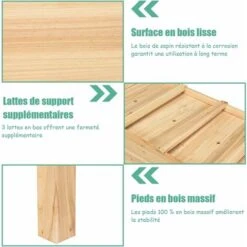 GOPLUS Jardiniere Sur Pieds En Bois, 123 X 57 X 76 CM, Carré Potager Rectangulaire Pour Jardin,pour Legumes, Herbes, Fleurs,Charge 100 KG -Outsunny Eda Magasin 42541969 3