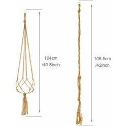 2 Paquets Suspension Plante Macramé, Pot Suspendu Plante, Pour Suspendre Pot De Fleur Plante Suspension Suspendue Décoration Balcon Maison, 4 Jambes En Corde, 105 Cm -Outsunny Eda Magasin 43569288 3