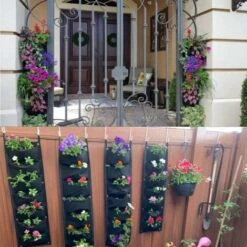 Sacs à Plantes, Triomphe Mis à Jour Jardinière Murale Verticale à 6 Poches Sacs De Plantation Suspendus Muraux Pour Les Plantes De Clôture De Jardin De Pelouse De Jardin 2 Pièces -Outsunny Eda Magasin 47852497 4