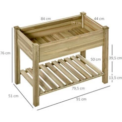 OUTSUNNY Jardinière Sur Pieds Potager Avec étagère à Lattes Dim. 91L X 51l X 76H Cm Bois Sapin Autoclave -Outsunny Eda Magasin 48870364 3