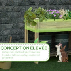 OUTSUNNY Jardinière Sur Pieds Potager Avec étagère à Lattes Dim. 91L X 51l X 76H Cm Bois Sapin Autoclave -Outsunny Eda Magasin 48870364 4