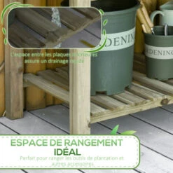 OUTSUNNY Jardinière Sur Pieds Potager Avec étagère à Lattes Dim. 91L X 51l X 76H Cm Bois Sapin Autoclave -Outsunny Eda Magasin 48870364 5