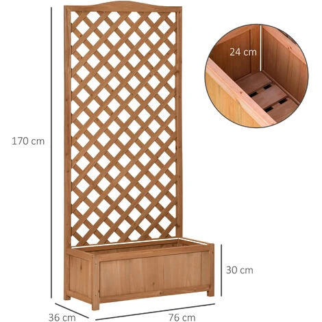 OUTSUNNY Jardinière Avec Treillis - Bac à Fleurs - Jardinière Sur Pied - Dim. 76L X 36l X 170H Cm - Fond à Lattes - Bois Sapin Pré-huilé 5 OUTSUNNY Jardinière Avec Treillis - Bac à Fleurs - Jardinière Sur Pied - Dim. 76L X 36l X 170H Cm - Fond à Lattes - Bois Sapin Pré-huilé – Image 3