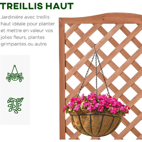 OUTSUNNY Jardinière Avec Treillis - Bac à Fleurs - Jardinière Sur Pied - Dim. 76L X 36l X 170H Cm - Fond à Lattes - Bois Sapin Pré-huilé 7 OUTSUNNY Jardinière Avec Treillis - Bac à Fleurs - Jardinière Sur Pied - Dim. 76L X 36l X 170H Cm - Fond à Lattes - Bois Sapin Pré-huilé – Image 5