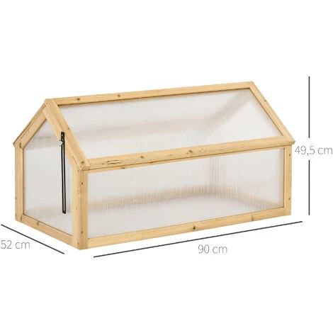 OUTSUNNY Mini Serre De Jardin Serre à Tomates Dim. 90L X 52l X 49,5H Cm Toit Ouvrable Panneaux De Polycarbonate Bois Sapin Pré-huilé 5 OUTSUNNY Mini Serre De Jardin Serre à Tomates Dim. 90L X 52l X 49,5H Cm Toit Ouvrable Panneaux De Polycarbonate Bois Sapin Pré-huilé – Image 3