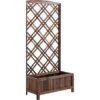 OUTSUNNY Jardinière Avec Treillis - Bac à Fleurs - Jardinière Sur Pied - Dim. 60L X 30l X 122H Cm Bois Sapin Traité Carbonisation -Outsunny Eda Magasin 49183617 1