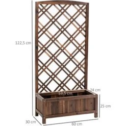 OUTSUNNY Jardinière Avec Treillis - Bac à Fleurs - Jardinière Sur Pied - Dim. 60L X 30l X 122H Cm Bois Sapin Traité Carbonisation -Outsunny Eda Magasin 49183617 3