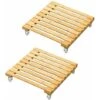 Lot De 2 Supports Pour Plantes En Bambou Avec Roues, Déménageur De Pots De Fleurs Pour Plantes Carrées Robustes, Pot De Fleur Mobile Pour L'extérieur Et L'intérieur -Outsunny Eda Magasin 49193315 1