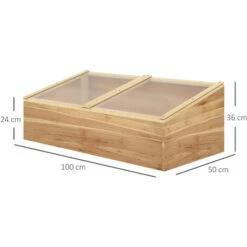 OUTSUNNY Mini Serre De Jardin Serre Pour Semis Dim. 100L X 50l X 36H Cm Toit 2 Pans Ouvrables Séparement Panneaux De Polycarbonate Bois Sapin Pré-huilé -Outsunny Eda Magasin 49239980 3