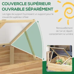OUTSUNNY Mini Serre De Jardin Serre Pour Semis Dim. 100L X 50l X 36H Cm Toit 2 Pans Ouvrables Séparement Panneaux De Polycarbonate Bois Sapin Pré-huilé -Outsunny Eda Magasin 49239980 4
