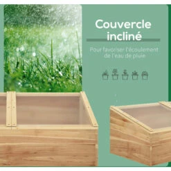 OUTSUNNY Mini Serre De Jardin Serre Pour Semis Dim. 100L X 50l X 36H Cm Toit 2 Pans Ouvrables Séparement Panneaux De Polycarbonate Bois Sapin Pré-huilé -Outsunny Eda Magasin 49239980 5