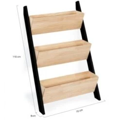 Jardinière échelle FREDDY 110 CM 3 Bacs Bois Et Noir Potager Pour Jardin Et Balcon -Outsunny Eda Magasin 50235271 3