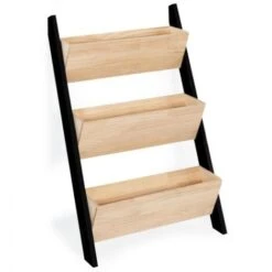 Jardinière échelle FREDDY 110 CM 3 Bacs Bois Et Noir Potager Pour Jardin Et Balcon -Outsunny Eda Magasin 50235271 5