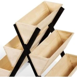 Carré Potager Vertical PADY 5 Bacs Jardinière Bois Et Noir -Outsunny Eda Magasin 50235273 4