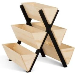 Carré Potager Vertical PADY 5 Bacs Jardinière Bois Et Noir -Outsunny Eda Magasin 50235273 5