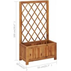 Lit Surélevé De Jardin Avec Treillis Bois Massif D'acacia VidaXL -Outsunny Eda Magasin 50250434 3