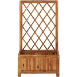 Lit Surélevé De Jardin Avec Treillis Bois Massif D'acacia VidaXL -Outsunny Eda Magasin 50250434 4