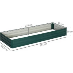 OUTSUNNY Carré Potager De Jardin Dim. 241L X 90l X 30H Cm Tôle D'acier Ondulée Vert Foncé -Outsunny Eda Magasin 50904499 3